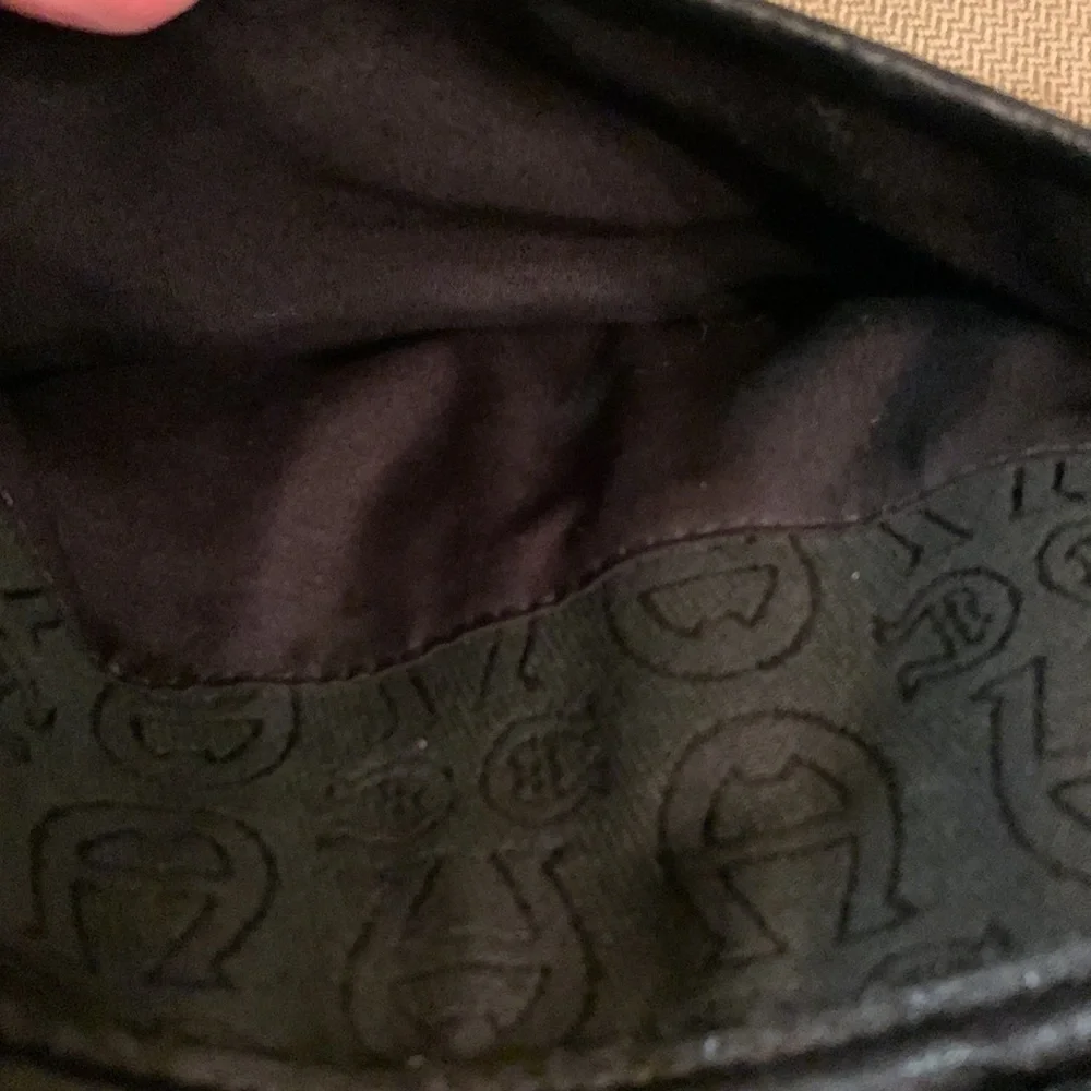 VINTAGE Etienne Aigner black A logo canvas zip top hobo bag purse pockets EUC
